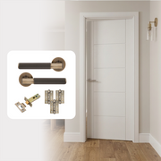White Primed Hollow Core Smooth 5P Vancouver Internal Door with Handle Pack
