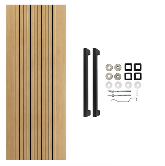 Aria Oak Laminate Fully Finished Fluted Internal Door with Pull Handle Pack