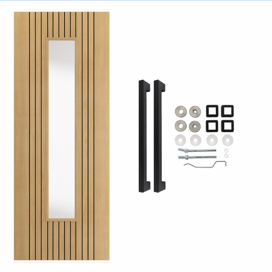 Aria Oak Laminate Fully Finished Glazed Internal Door with Pull Handle Pack