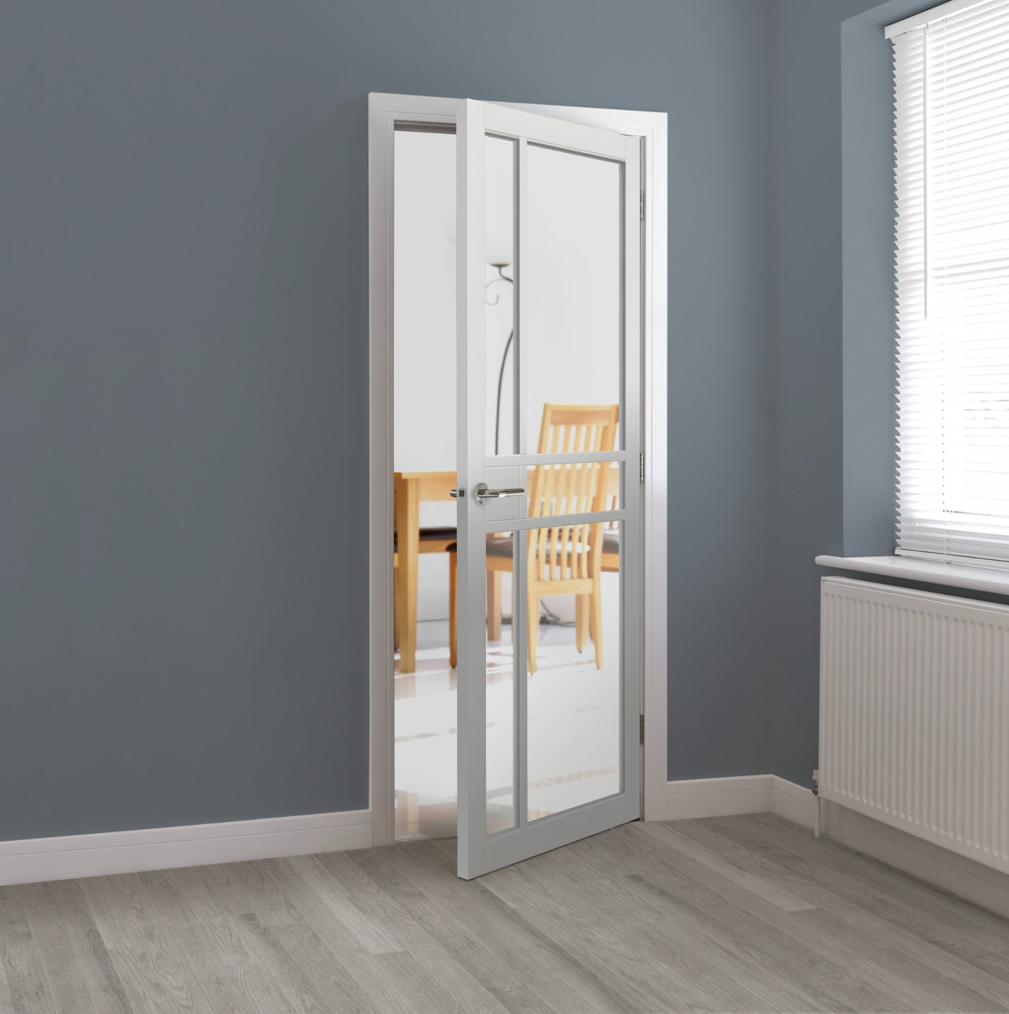 City White Clear Glazed Industrial Style Internal Door