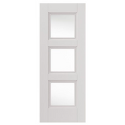 White Primed Catton 3 Panel Clear Glazed Internal Door