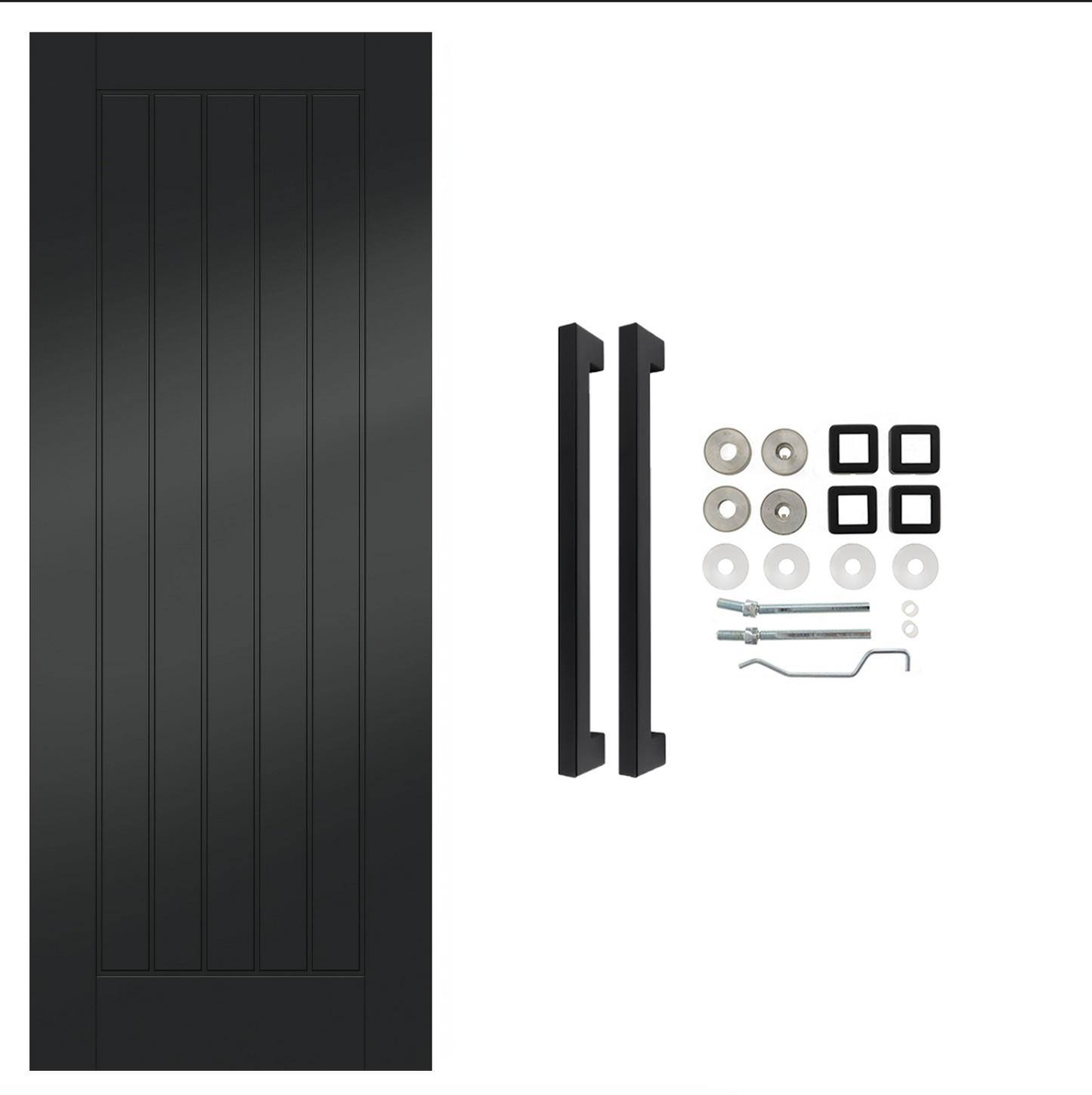 Smooth Black Fully Finished Suffolk Cottage Internal Door with Handle Pack