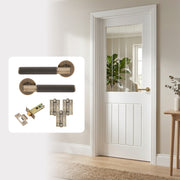 White Primed Hollow Core Textured Mexicano Glazed Internal Door with Handle Pack