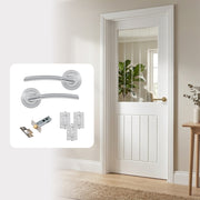 White Primed Hollow Core Textured Mexicano Glazed Internal Door with Handle Pack