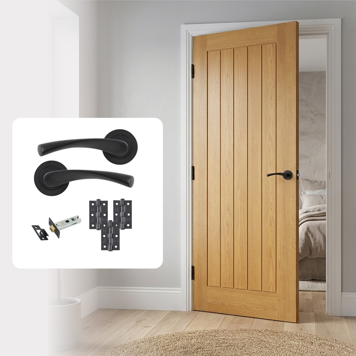 LIMITED STOCK Pre-Finished Tuscany Internal Door with Handle Pack Bundle