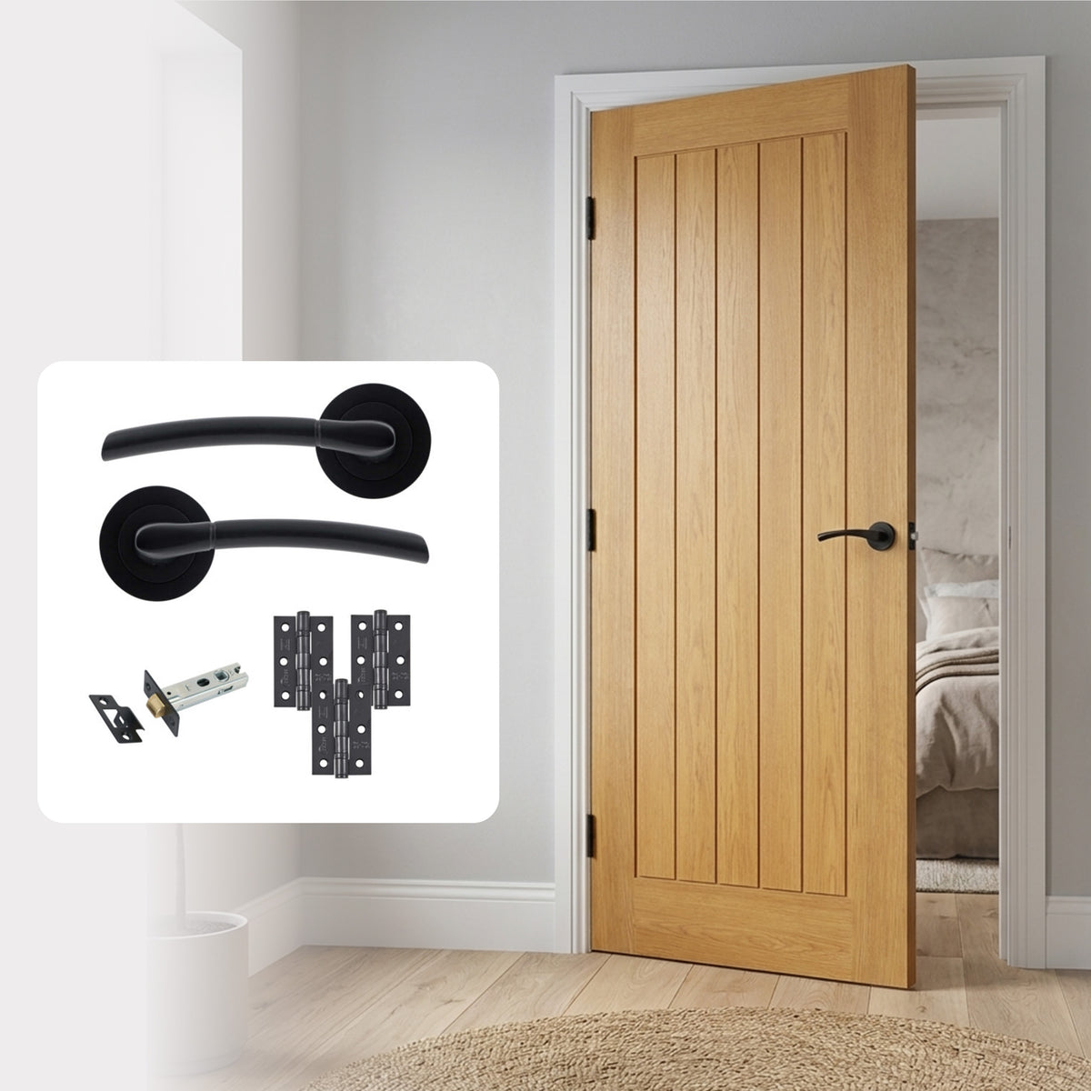 LIMITED STOCK Pre-Finished Tuscany Internal Door with Handle Pack Bundle