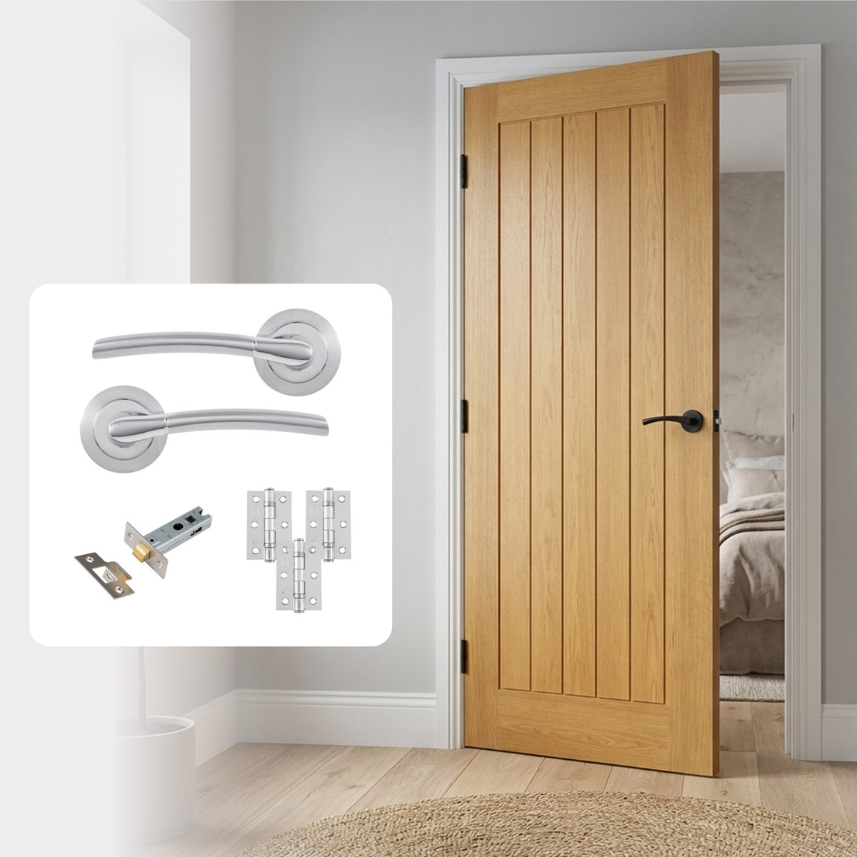 LIMITED STOCK Pre-Finished Tuscany Internal Door with Handle Pack Bundle