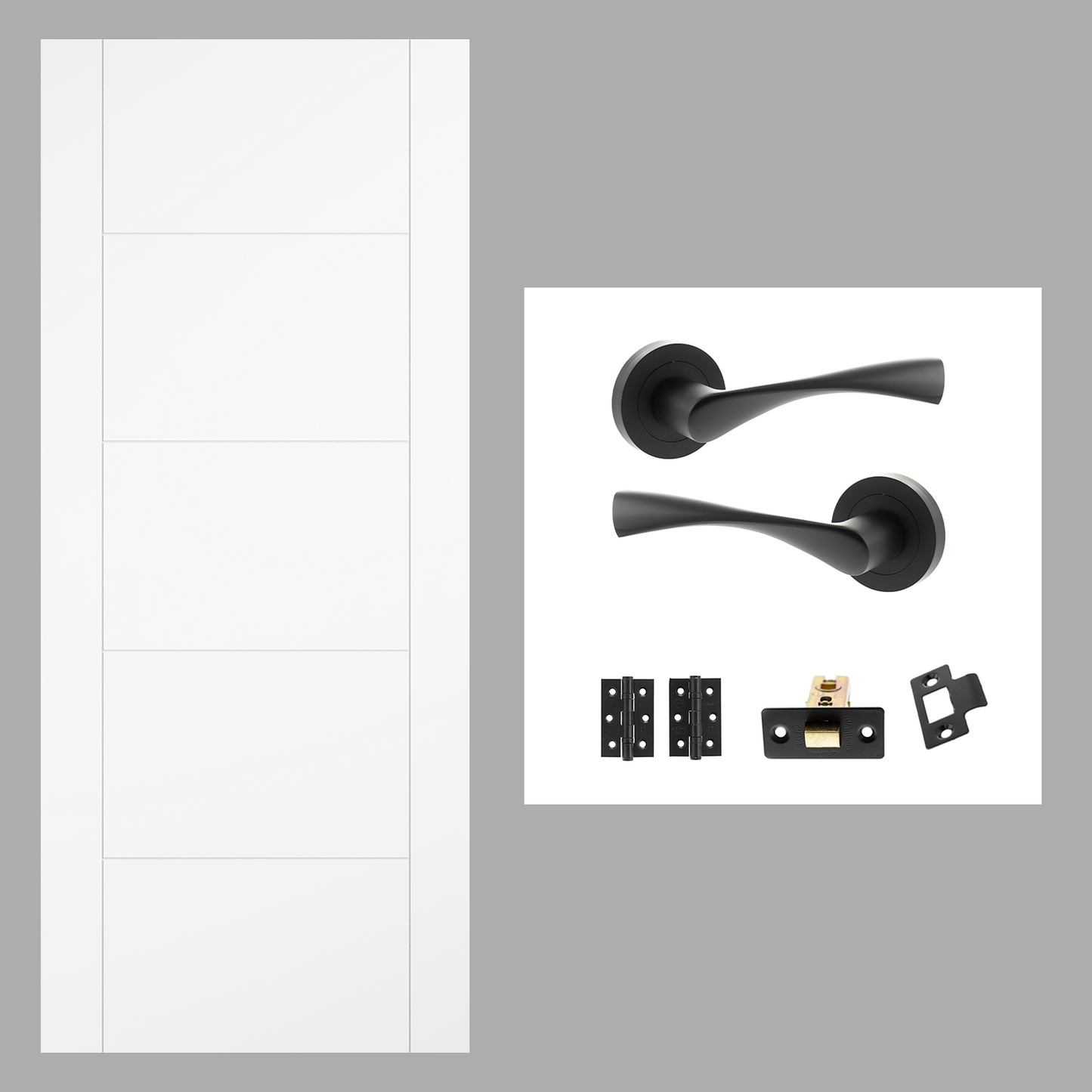 White Smooth Moulded Vancouver Hollow Core Internal Door & Handle Pack Bundle