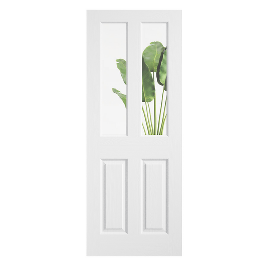 White Textured Regency 2P 2L Clear Glazed Internal Door