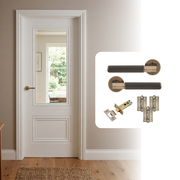 Fully Finished White Laminate 1L Clear Glazed Lyon Internal Door with Handle Pack