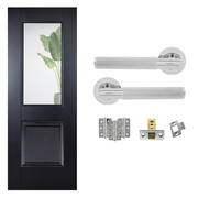 Black Arnhem Clear Glazed Internal Door with Handle Pack Bundle