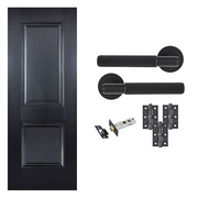 Black Arnhem FD30 Fire Rated Internal Door with Handle Pack Bundle