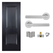 Black Arnhem FD30 Fire Rated Internal Door with Handle Pack Bundle