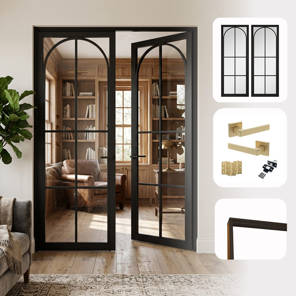 Astoria Black Clear Glazed Internal Pair Door Set