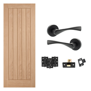 Unfinished Oak Cottage Internal Door & Handle Pack Bundle