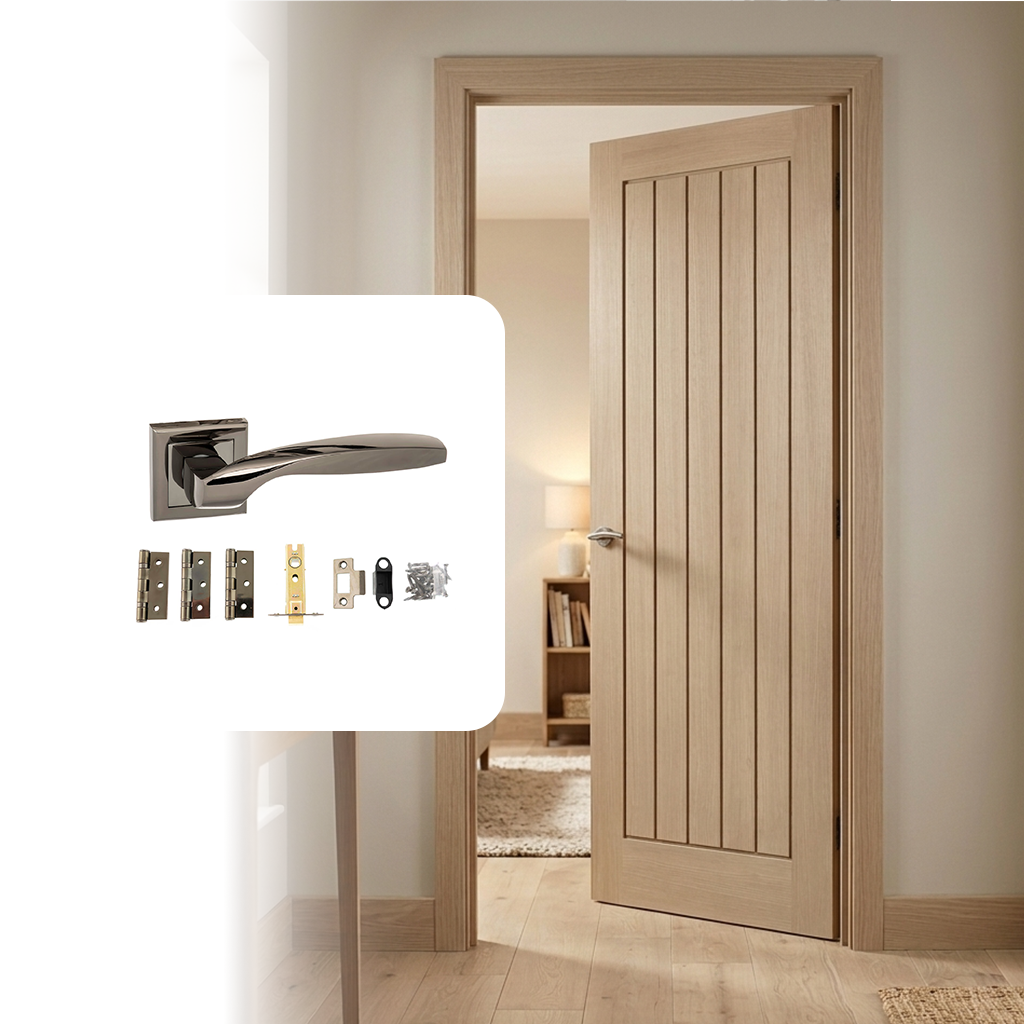 Pre-Finished Blonde Oak Mexicano Internal Door with Handle Pack