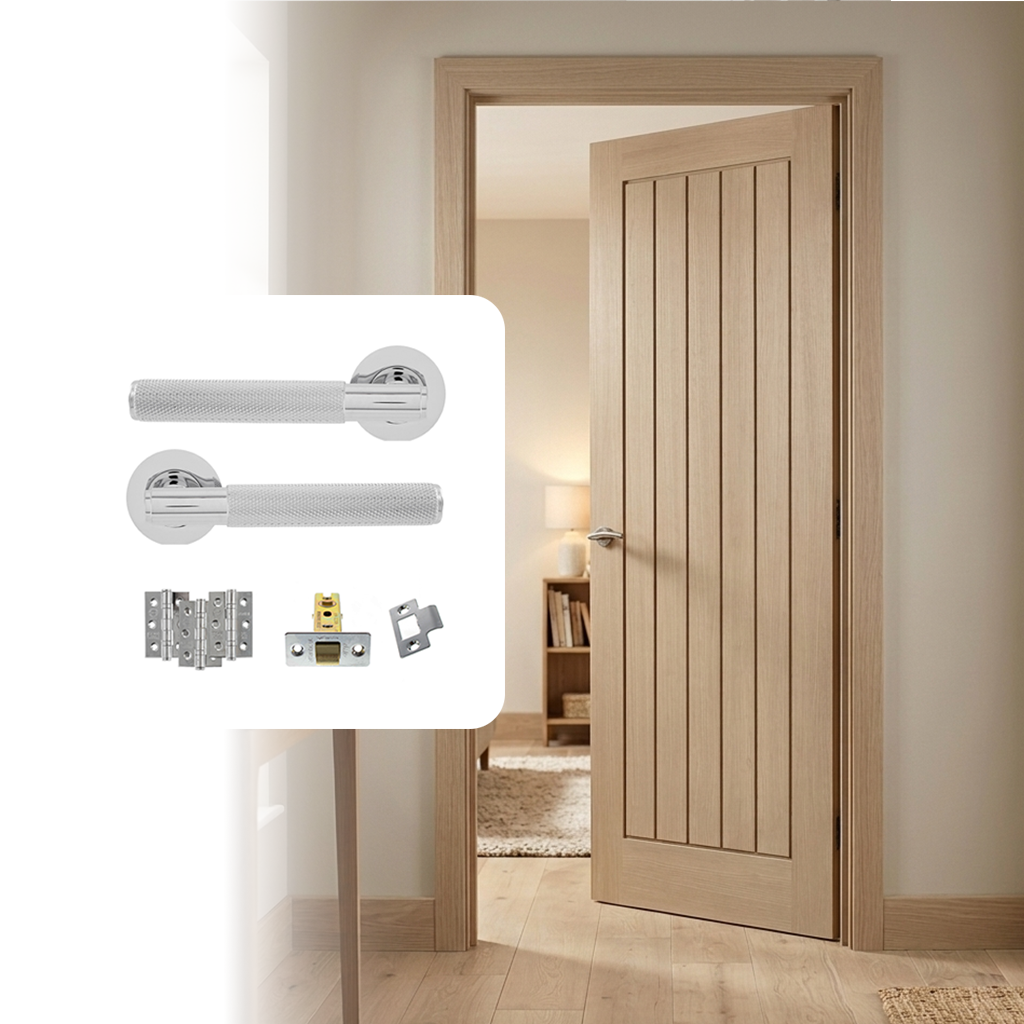 Pre-Finished Blonde Oak Mexicano Internal Door with Handle Pack