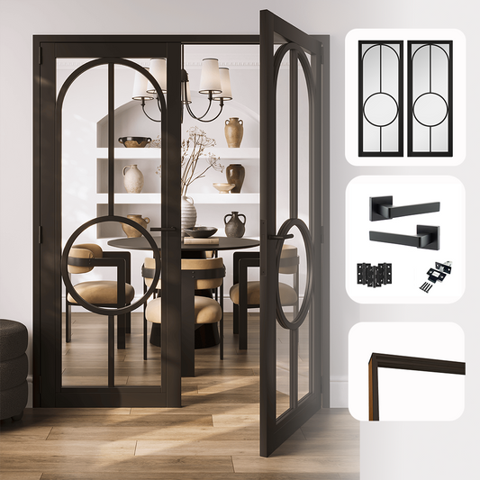 Bowery Black Clear Glazed Internal Pair Door Set