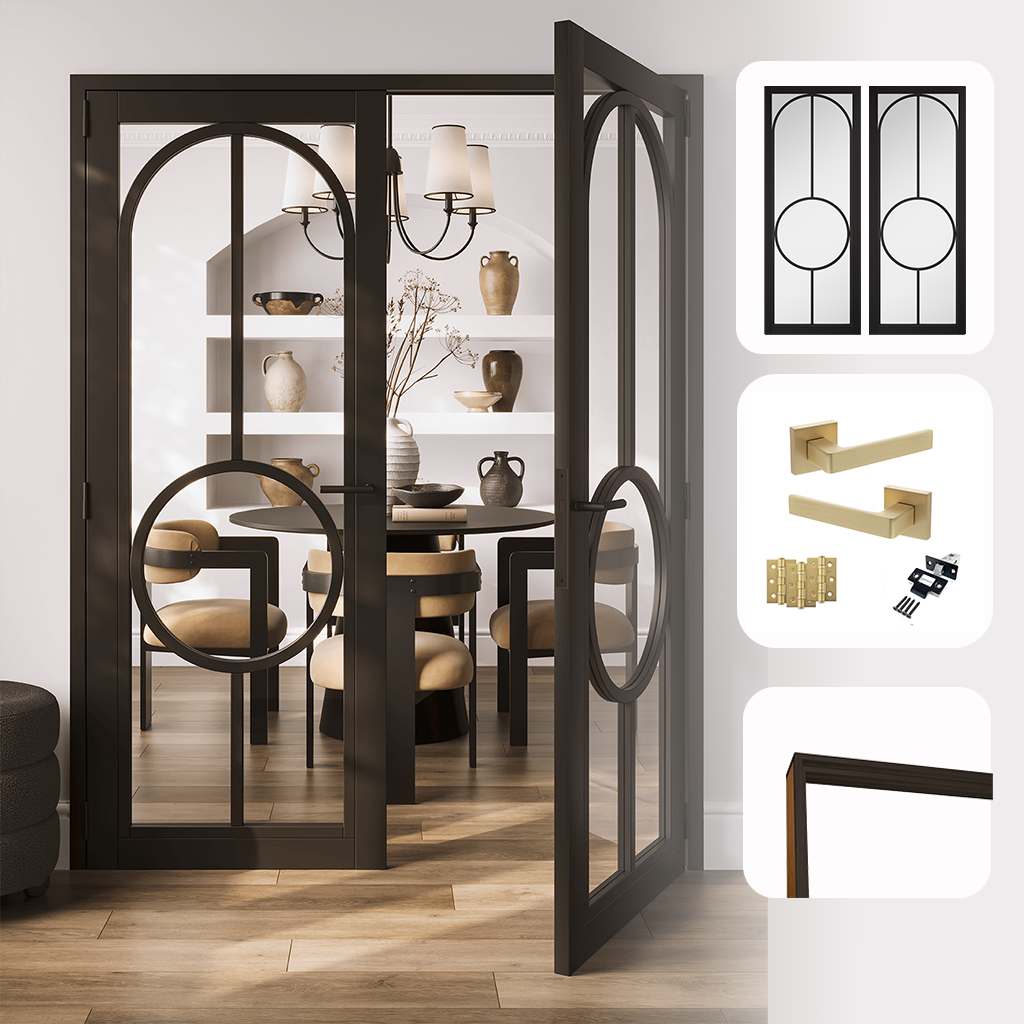 Bowery Black Clear Glazed Internal Pair Door Set