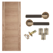 Unfinished Oak Carini 7 Panel Internal Door with Handle Pack