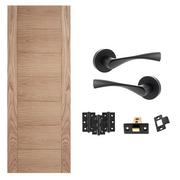 Unfinished Oak Carini 7 Panel Internal Door with Handle Pack