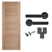 Unfinished Oak Carini 7 Panel Internal Door with Handle Pack