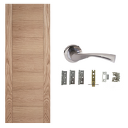 Unfinished Oak Carini 7 Panel Internal Door with Handle Pack