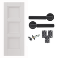 White Primed Catton 3 Panel Internal Door with Handle Pack