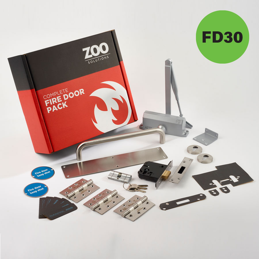 ZOO Hardware Architectural FD30 Fire Door Pack - Pull Handle- Locking Kit