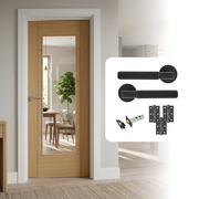 Fully Finished Oak Cotswold 5P Clear Glazed Internal Door with Handle Pack