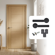 Fully Finished Oak Cotswold 5P FD30 Fire Rated Internal Door with Handle Pack