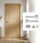 Fully Finished Oak Cotswold 5P FD30 Fire Rated Internal Door with Handle Pack