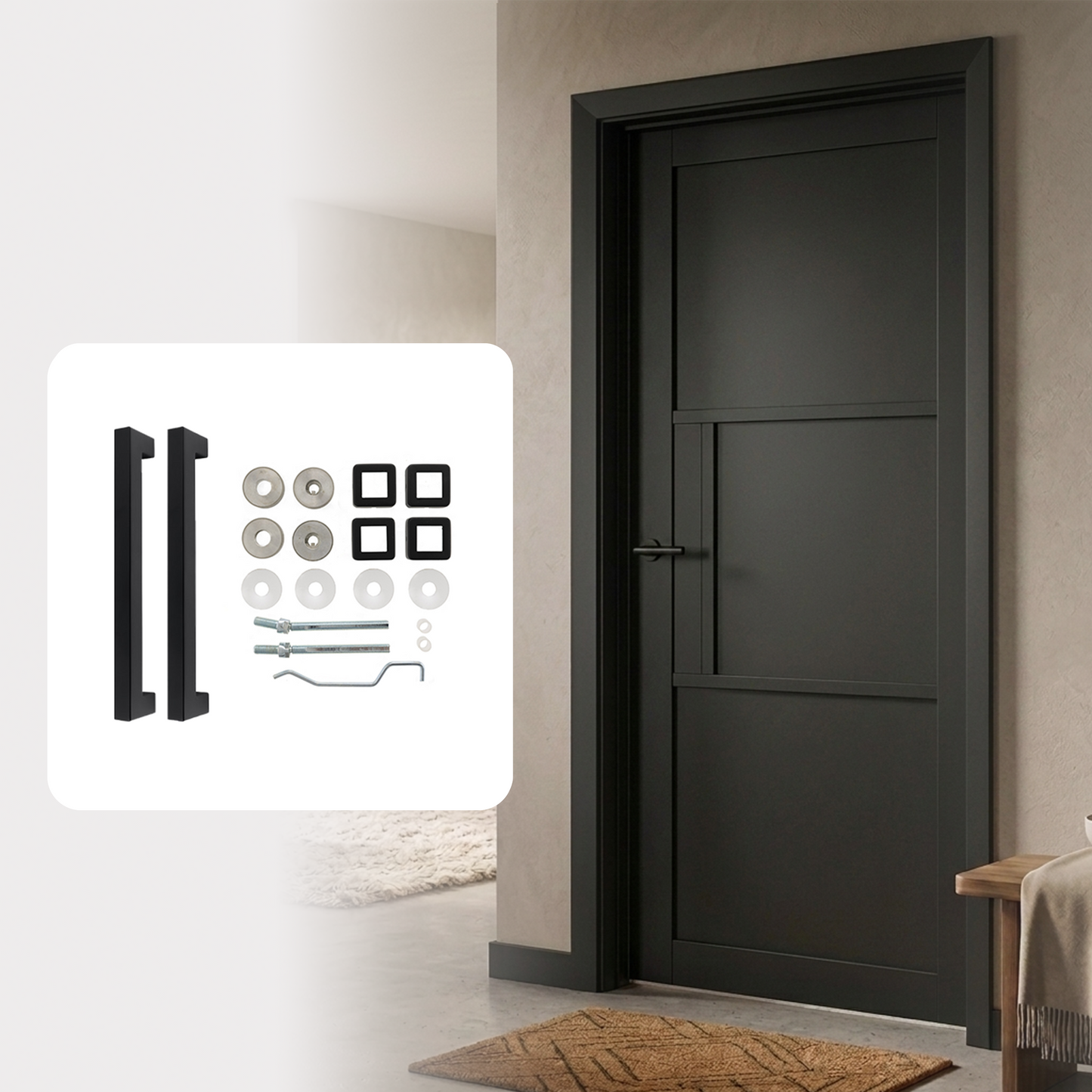 Fully Finished Black Laminate Florence Internal Door with Handle Pack