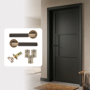 Fully Finished Black Laminate Florence Internal Door with Handle Pack