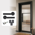 Fully Finished Black Laminate Florence Reeded Glazed Internal Door with Handle Pack
