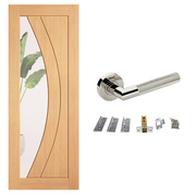 Pre-Finished Girona Clear Glazed Internal Door & Handle Pack Bundle