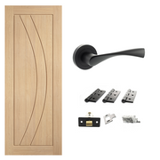Unfinished Oak Girona Internal Door & Handle Pack Bundle