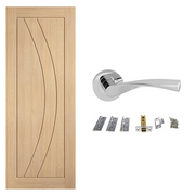 Unfinished Oak Girona Internal Door & Handle Pack Bundle