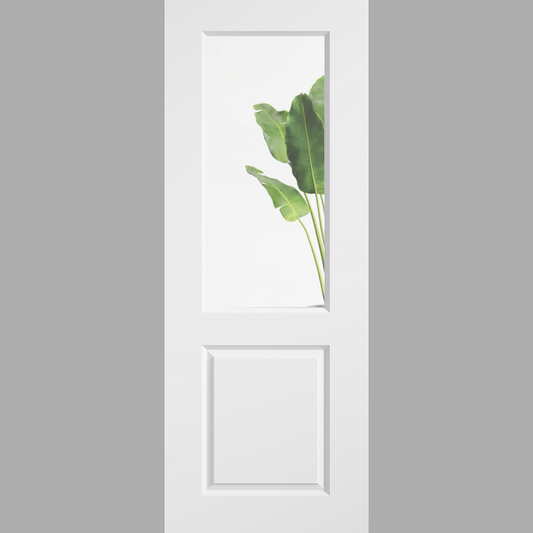 White Moulded Smooth 2 Panel Clear Glazed Internal Door
