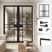 Greenwich Black Clear Glazed Internal Pair Door Set