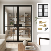 Greenwich Black Clear Glazed Internal Pair Door Set