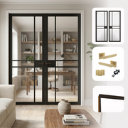 Greenwich Black Clear Glazed Internal Pair Door Set