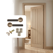 Pre-Finished Blonde Oak Mexicano Internal Door with Handle Pack