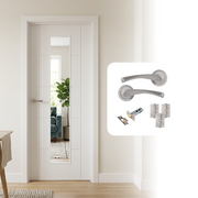 Fully Finished White Laminate Glazed 1L Ladder Internal Door with Handle Pack