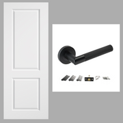 White Moulded Smooth 2 Panel Internal Door & Handle Pack Bundle