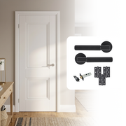 White Primed Hardwick 2P with Decorative Mouldings FD30 Fire Rated Internal Door with Handle Pack