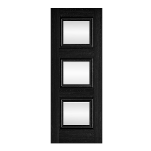 Fully Finished Kedleston Clear Glazed Black Laminate Solid Core Internal Door