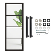 Industrial 4L Black Clear Glazed Internal Door with Handle Pack Bundle