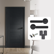 Fully Finished Black Laminate Iseo 5P FD30 Fire Rated Internal Door with Handle Pack
