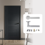 Fully Finished Black Laminate Iseo 5P FD30 Fire Rated Internal Door with Handle Pack